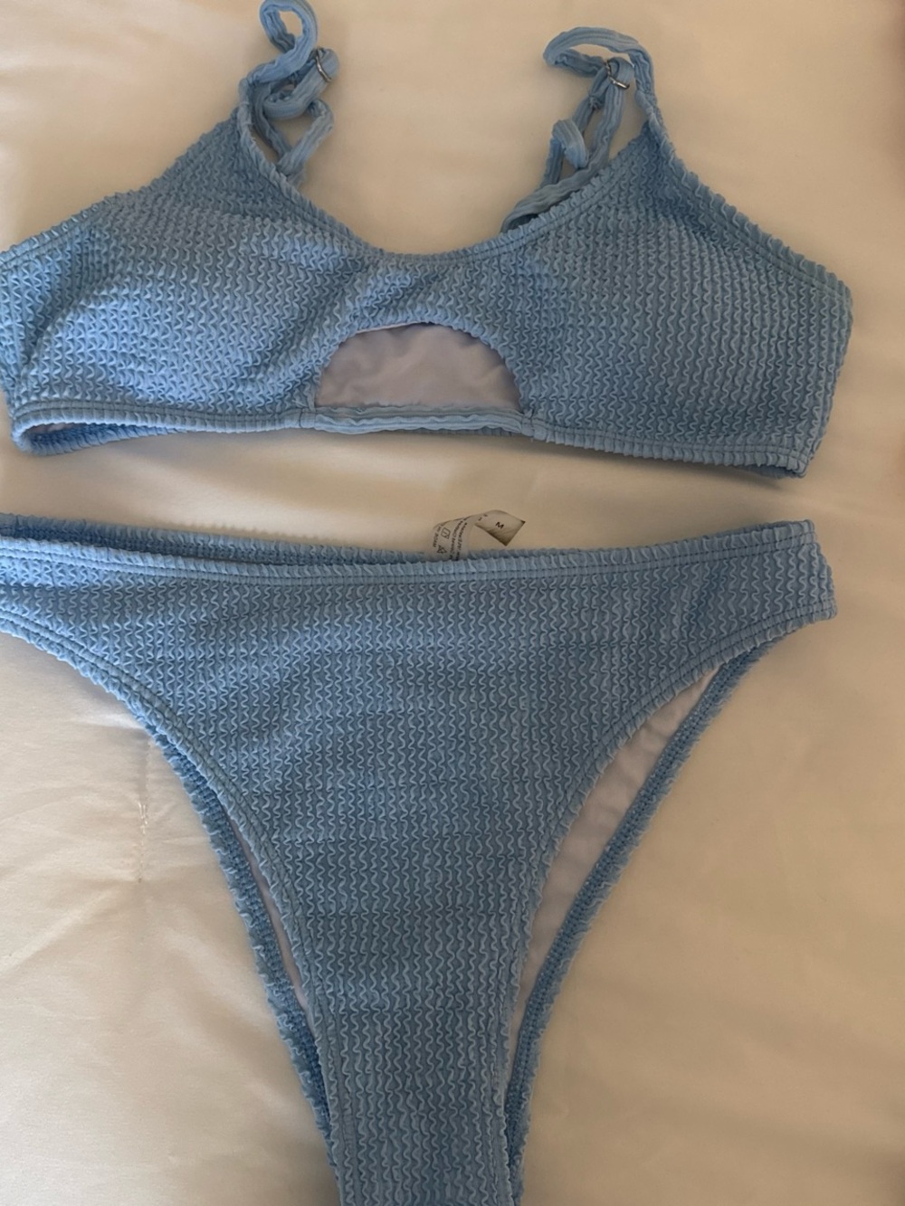 Light Blue Textured Two-Piece Bikini Set - Women's Swim